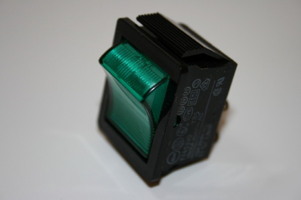 250V green illuminated rocker switch BSA2C