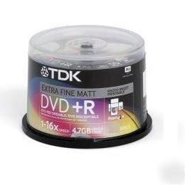 50 tdk dvd+r 16X fine matt full face printable blank