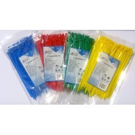Cable ties - 7-in, red, yellow, green, blue 100-packs
