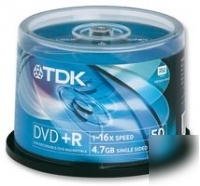 Tdk dvd+r 4.7GB 16X cakebox 50PK dvd+R47CBED50-v