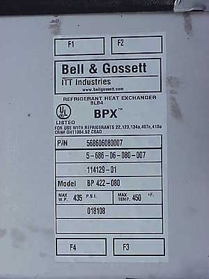 Bell & gossett model BP422-080 bpx heat exchanger