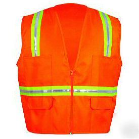 Multipocket orange safety vest surveyor style V4121 xl