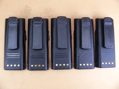 Five nicd batteries for motorola P1225 w/belt clips
