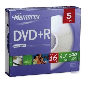 Memorex 5622 -5PK dvd+r 4.7GB slim 16X 