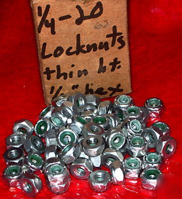 New 1/4-20 nylock hex nuts 1 box of 63 nylon locking 