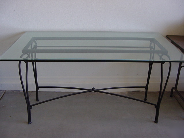 Large glass top table - *perfect* dining or office desk