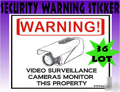 Lot of 36 c store security camera warning sticker decal