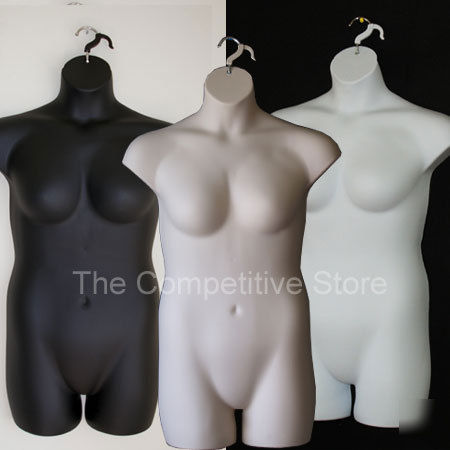 New white black skin 3 female plus size dress mannequin 