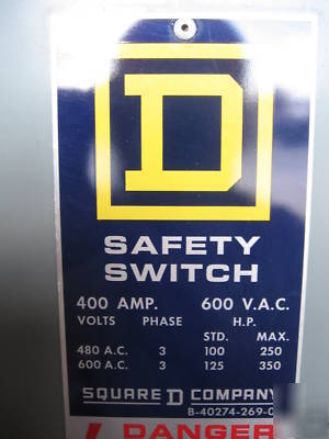 Square d disconnect switch 400 amp 600V H365