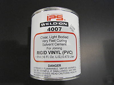 Ips weld-on 4007 clear rigid vinyl pvc cement 1 pt.