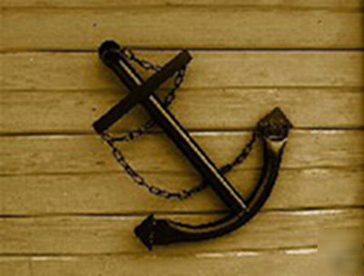 Black boat anchor nautical wall hanging decor accent 2'