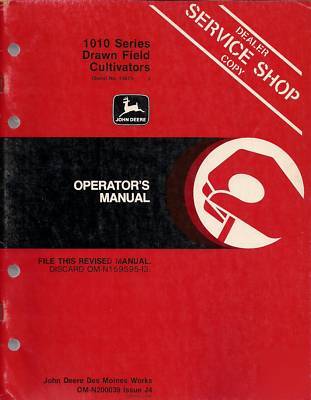 John deere 1010 series cultivators operator's manual