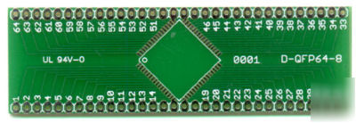Tqfp / qfp 64 pin 0.8 mm pitch smd to dip adapter
