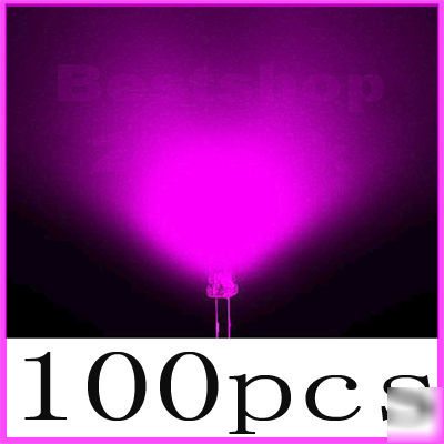 100 x 3MM flat top pink led wide angle light 9000MCD