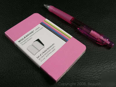2 moleskine x-small volant ruled notebook journal pink