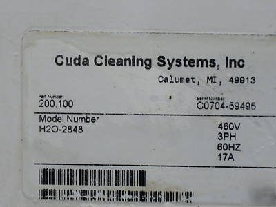 Cuda rotary parts cleaner H20-2848 3PN 460V 60HZ 