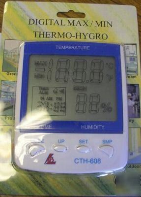 Digital thermometer-hygrometer w/clock,alarm - CTH608