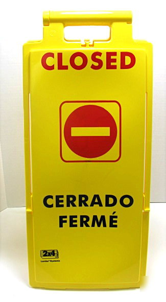 New 2 sided closed safety floor sign yellow 