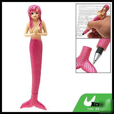 New novelty flexible mermaid soft ball point pen pink 