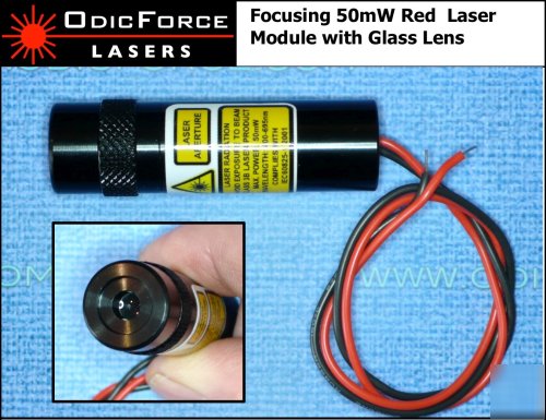 50MW focusing red laser module with glass lens