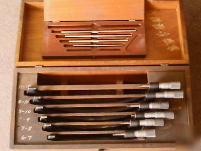 6 pic starrett mic set in wooden box