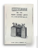 Rivett 918 plain cabinet lathe operator/parts manual