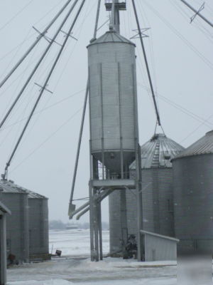 Grain bin superstructure with 2 3000 bu overhead bins