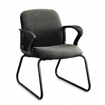 Gamut sers chair black loop arms/sled iron gray fabric