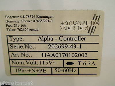Atlantic-zeiser alpha 166 system model printproes