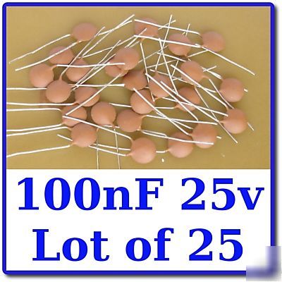 25X 100NF 25V ceramic disc capacitor 0.1UF 5MM pitch