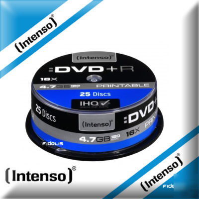 25X intenso dvd+r printable 4.7GB blank discs dvd +r 25