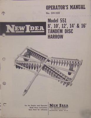 New idea 551 tandem disc harrow operator's manual