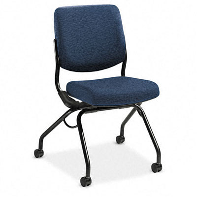 Perpetual 4300 sers mobile folding chair navy upholstry