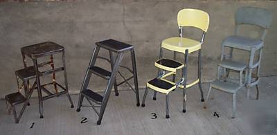 Vtg. industrial, machine age adj. metal stool with back