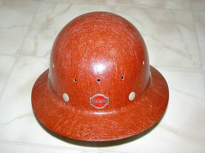 Vintage fiberglass hard hat superglas fibre metal