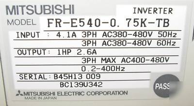 Mitsubishi compact micro vfd inverter fr-E540-0.75K 1HP