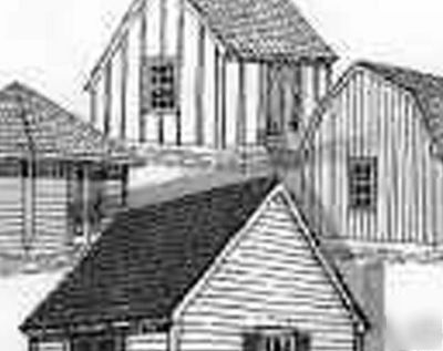 Barn town house truss pole stall shed building plans cd