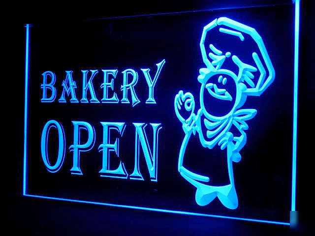 110063B open bakery shop bread bake light sign