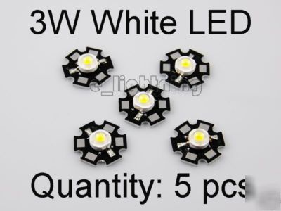 5X high-power 3 watt 3W white led light 120LM led lamps