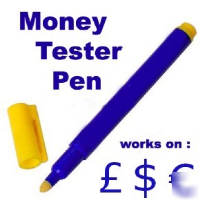 6 counterfeit money detector pens - works on gbp+ eu+$