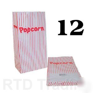 New 12 popcorn paper serving bags - lunch sack style - 