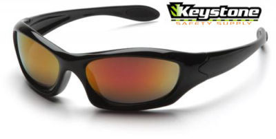 Pyramex zone 3 safety glasses ice red mirror lens 