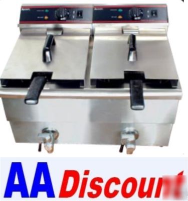 Double counter top fryer w/ drain adcraft 220V DF12L/2