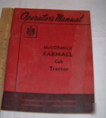 Operators manual mccormick farmall cub tractor original