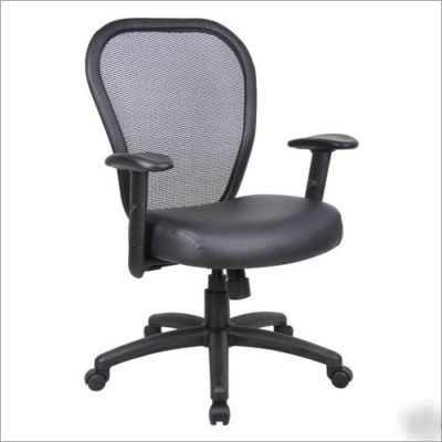 New boss B6808 office chair w/ mesh back & leather seat 