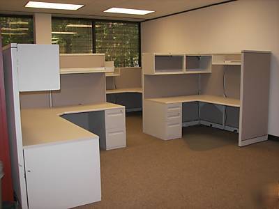 (2) steelcase avenir office cubicle stations $450 ea.