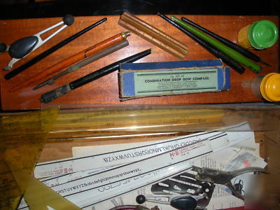 Vintage lot of map making tools for land surveying