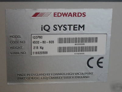 Edwards pumping system IQDP80 pn: A532-80-905