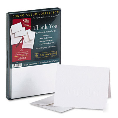 Connoisseur thank you cards white 80LB 20 sheets/box