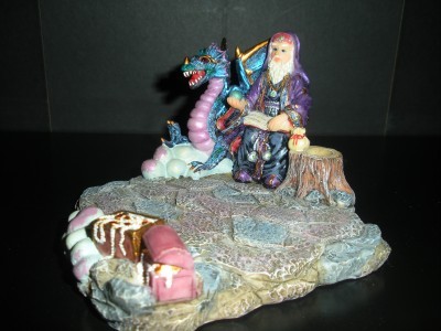 Dragon and wizard desk set